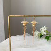 Gold Jellyfish Dangle Earrings - Handmade Jellyfish Earrings Dangle - Unique Earrings - Beach vibes Earrings